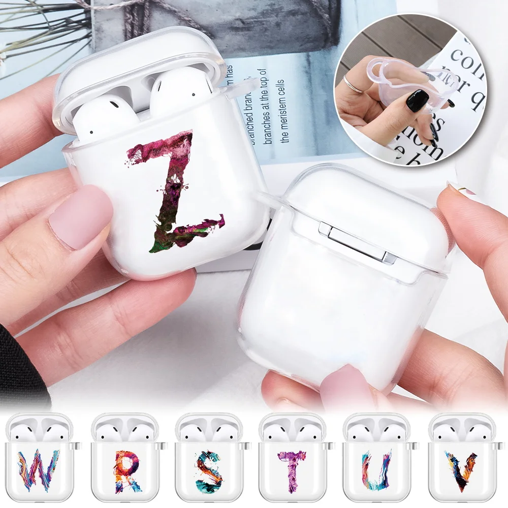 For Apple AirPods (1st / 2nd Gen) Earphone Case -Painting Letter Bluetooth Headset Silicone Protective Case Earphone Accessories