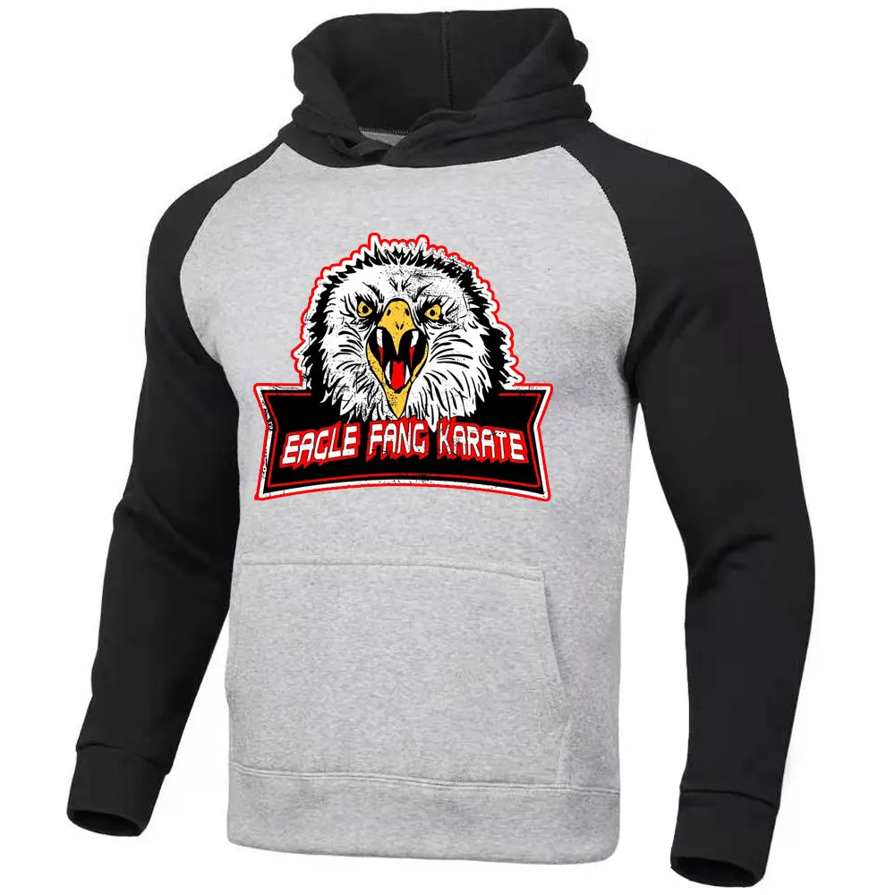 Eagle Fang Karate Cobra Kai Fashion Street Printing Men Hoodie Autumn Fleece Warm Sweatshirts Pullover Hoody Raglan Hoodie Man