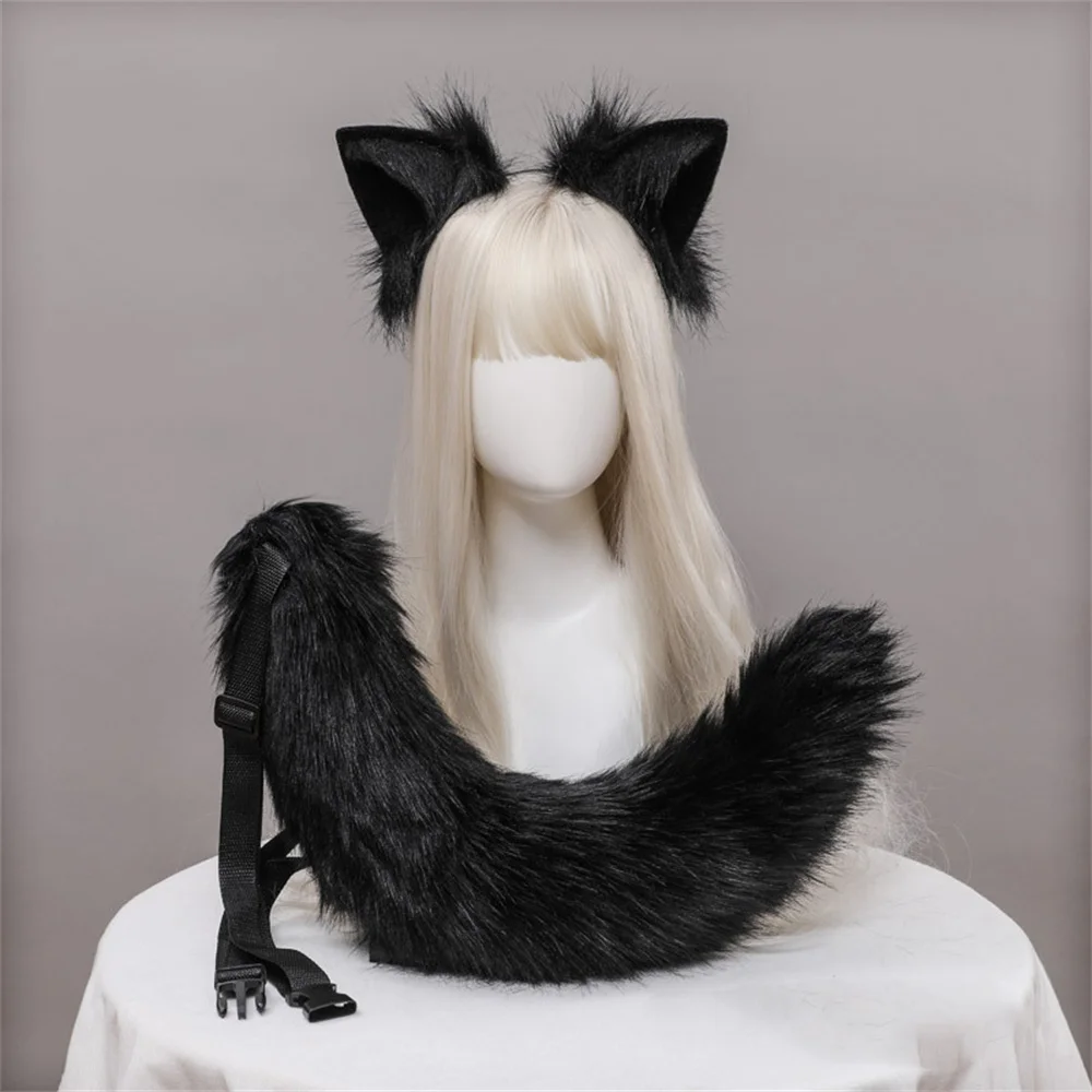 Orecchie di gatto di peluche Kawaii realistico Lolita fascia coda di gatto accessori Cosplay simulazione fatta a mano orecchie di animali copricapo