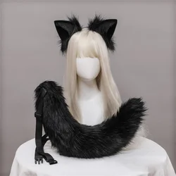 Orecchie di gatto di peluche Kawaii realistico Lolita fascia coda di gatto accessori Cosplay simulazione fatta a mano orecchie di animali copricapo Sexy