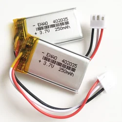 3.7V 250mAh Lithium Polymer Lipo Rechargeable Battery Cells 402035 + JST XHR 2.54mm 3pin Plug For MP3 GPS Headset Recorder