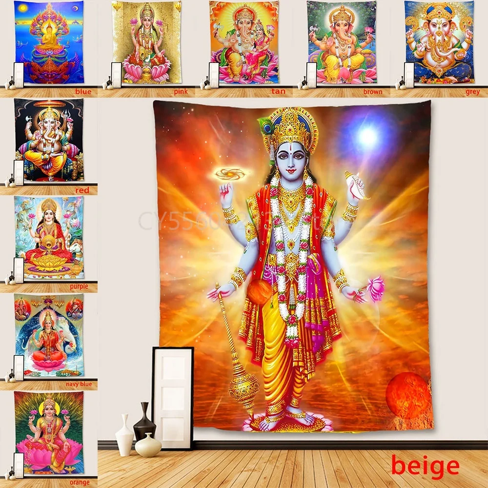 3D Aesthetics Mythology Style Personality Indian Buddhism Culture Buddha Shiva and Ganesha Tapestry Wall Hanging Wall Art