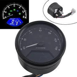 Universal LCD Digital Motorcycle Tachometer Speedometer Odometer Waterproof Gauge Multi-function for Cafe Racer 2 - 4 Cylinders