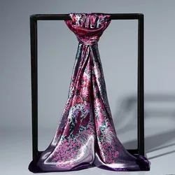 Foulard en Satin de soie pour femmes, 90cm, à la mode, bandeau imprimé Floral, Hijab, châles carrés pour le cou