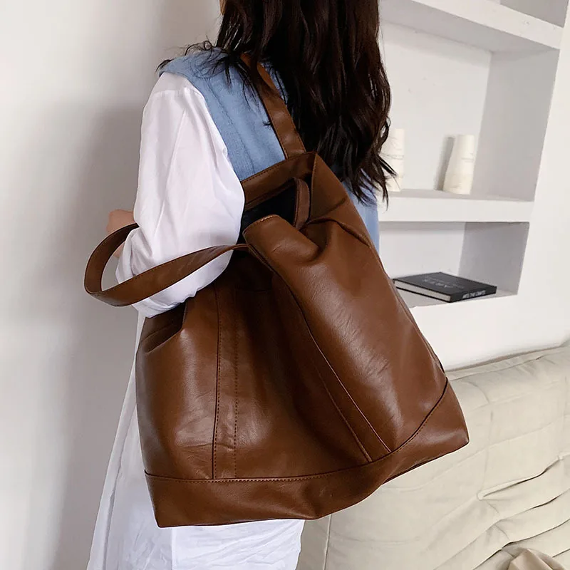 Korean Version Large-Capacity One-Shoulder Bucket Bag Casual Handbag High-Quality Fashion Big Bag Female Spring/summer