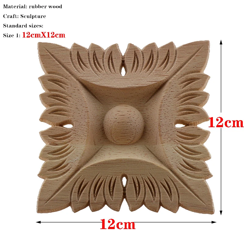 RUNBAZEF Europese Gesneden Ongeverfd Retro Lijstwerk Hout Applique Houten Sticker Lange Ovale Rubber Meubelen Muren Hot Koop NIEUW - afbeelding 1