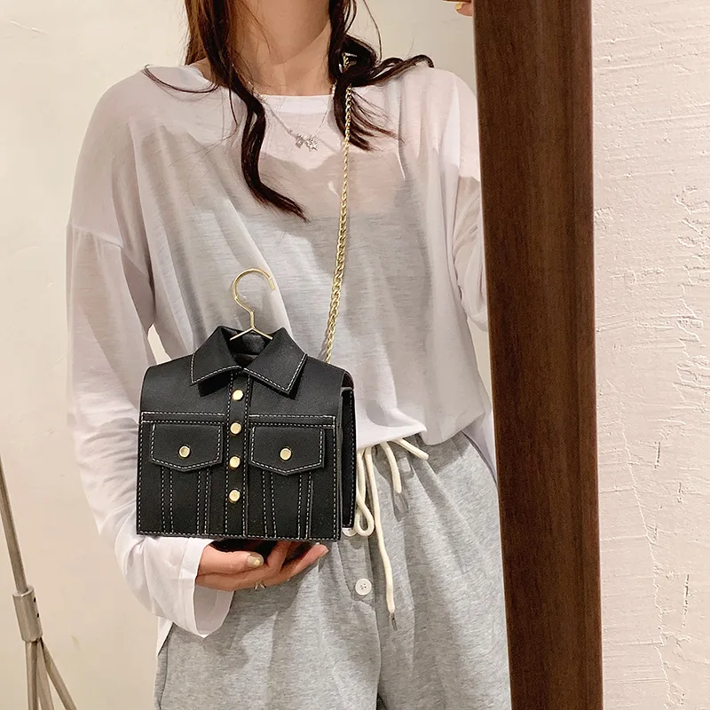 Harajuku Coat Design Handbag Women\'s Shoulder Bag Chains Clothes Shaped Crossbody Bags Hanger Funny Purse for Women Tote Bag