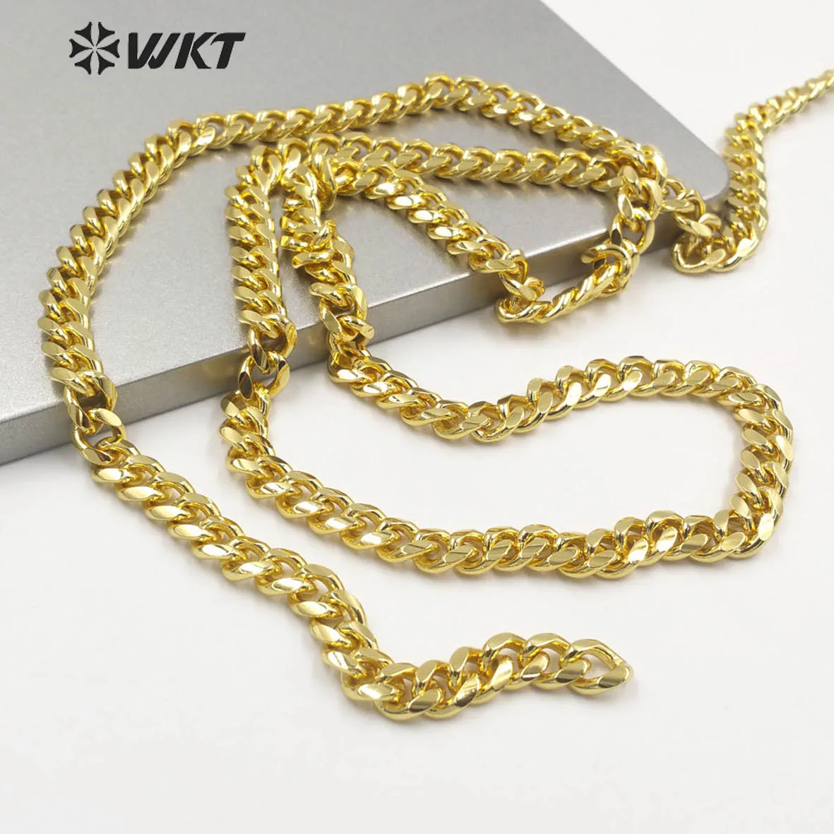 WT-BC159 Wholesale Fashion Gold Electroplated Big Chunky Faceted Necklace Women Populared Brass Metal Chain Sell By Meter