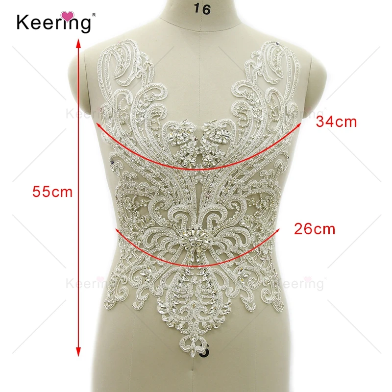 Embroidered Patches for Wedding Dress, Rhinestones Appliques, New Idea, WDP-392