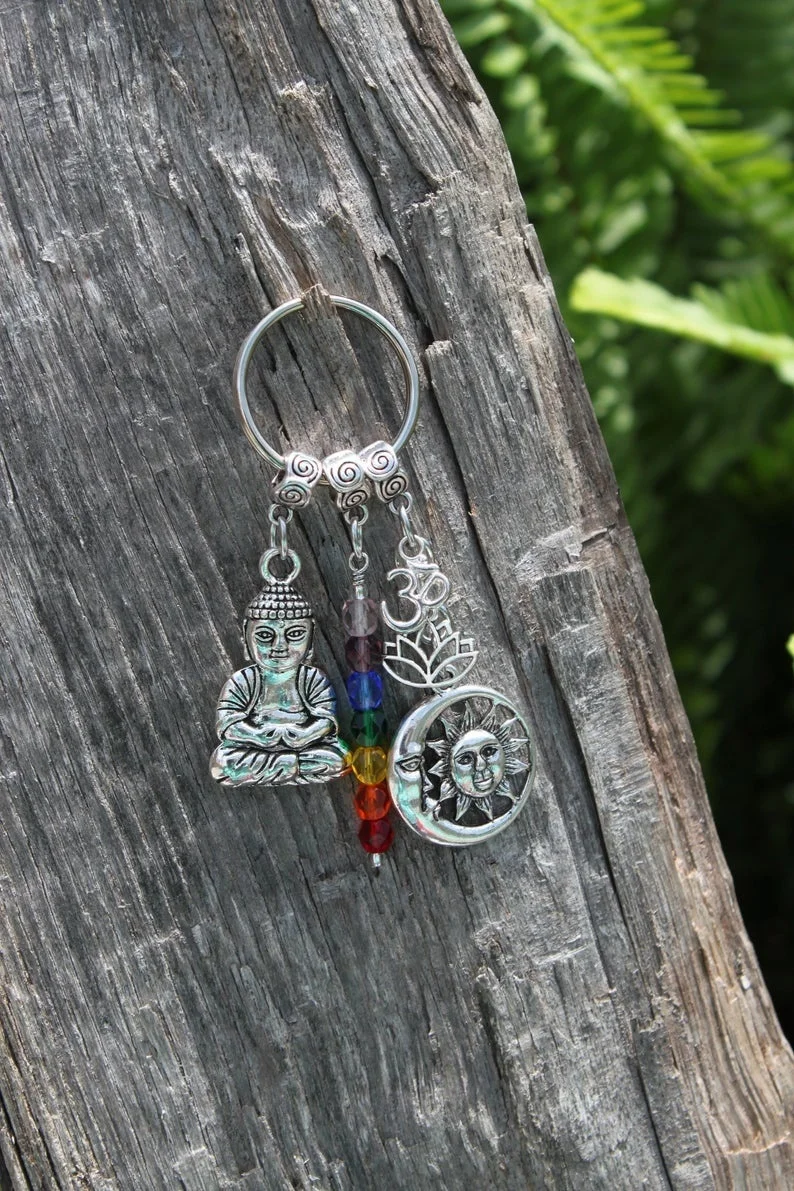 Meditating Buddha Keychain | Backpack Charm | Yoga Gift | Buddha Keychain | Om Key Chain | Chakra | Spiritual