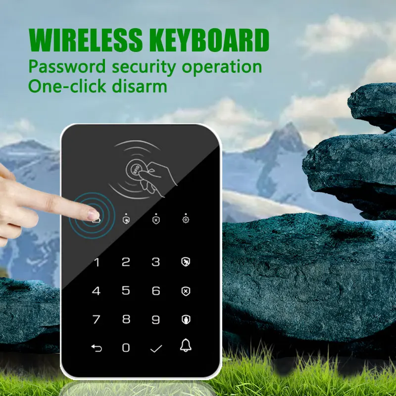 433MHZ Wireless Smart Touch Keyboard Lock RFID Card Unlock For Home Security Alarm Host Arms Disarms Ev1527 Encoding Black