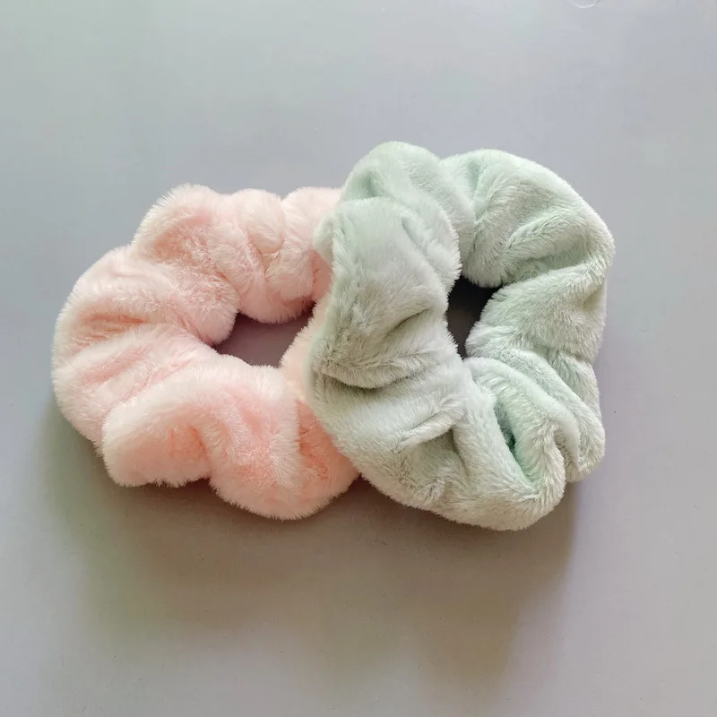 Women Soft Faux Fur Hair Scrunchies Plush Elastic Hair Bands Girls Ponytail Holders Hair Tie Fashion Headband Hair Accessories