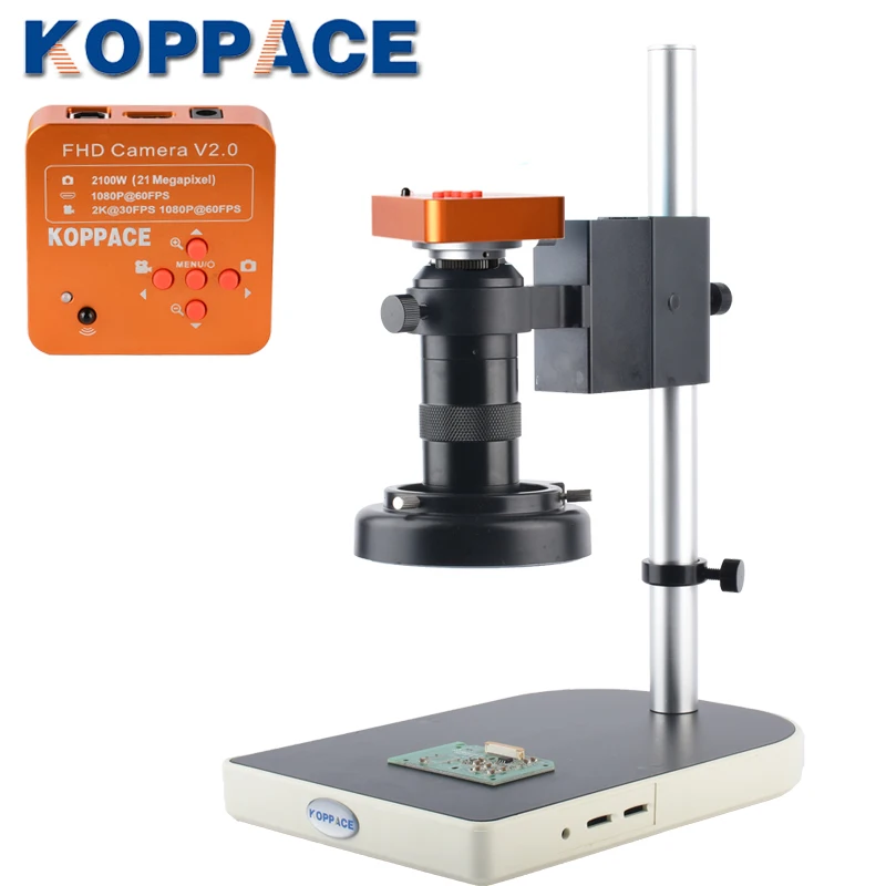 KOPPACE 40 Million Pixels HDMI HD Microscope Camera 100X Lens Mobile Phone Maintenance Industrial Microscope LED Ring Light