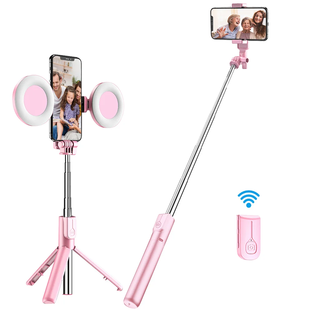 4in1 Wireless Bluetooth Selfie Stick Tripod With LED Ring Light Selfie Extendable Monopod Stand For iPhone Androis xiaomi GT