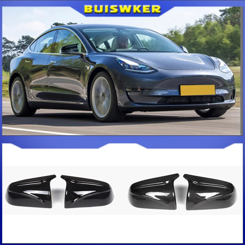 

Car Rearview Mirror Cover Decor Cap Side Wing Mirror Cover Replacement Car Styling Accessories Fit For Tesla Model 3 2017-2023