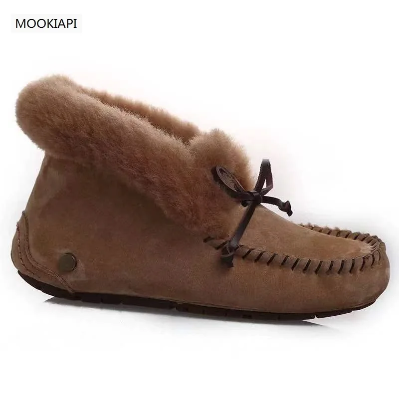 2019 Australia\'s most fashionable short tube lace up women\'s shoes, real sheepskin, natural wool, the highest quality snow boots