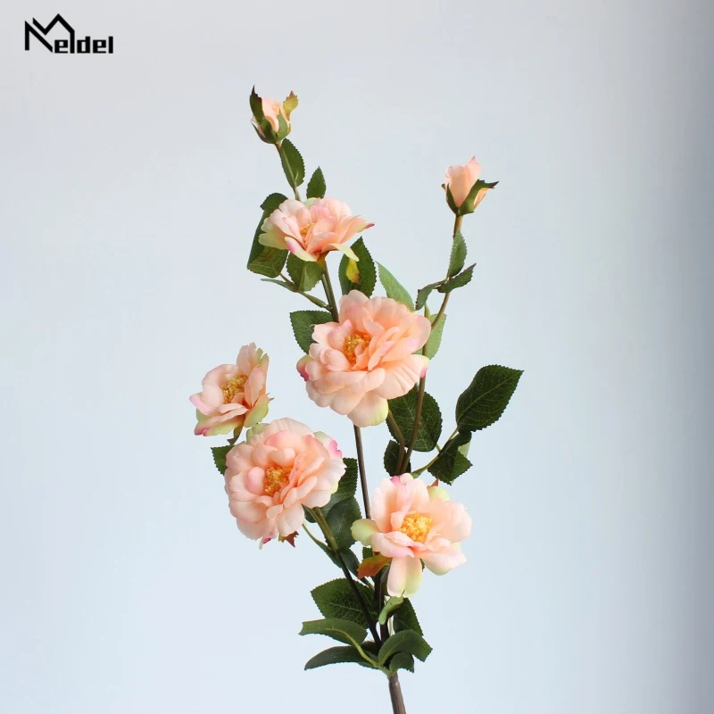 Meldel 7 Heads Zijde Chinese Rose Bloem Tak Bruiloft Kleine China Rose Zijden Bloem Mini Nep Bloemen Voor Thuis Decoratie indoor