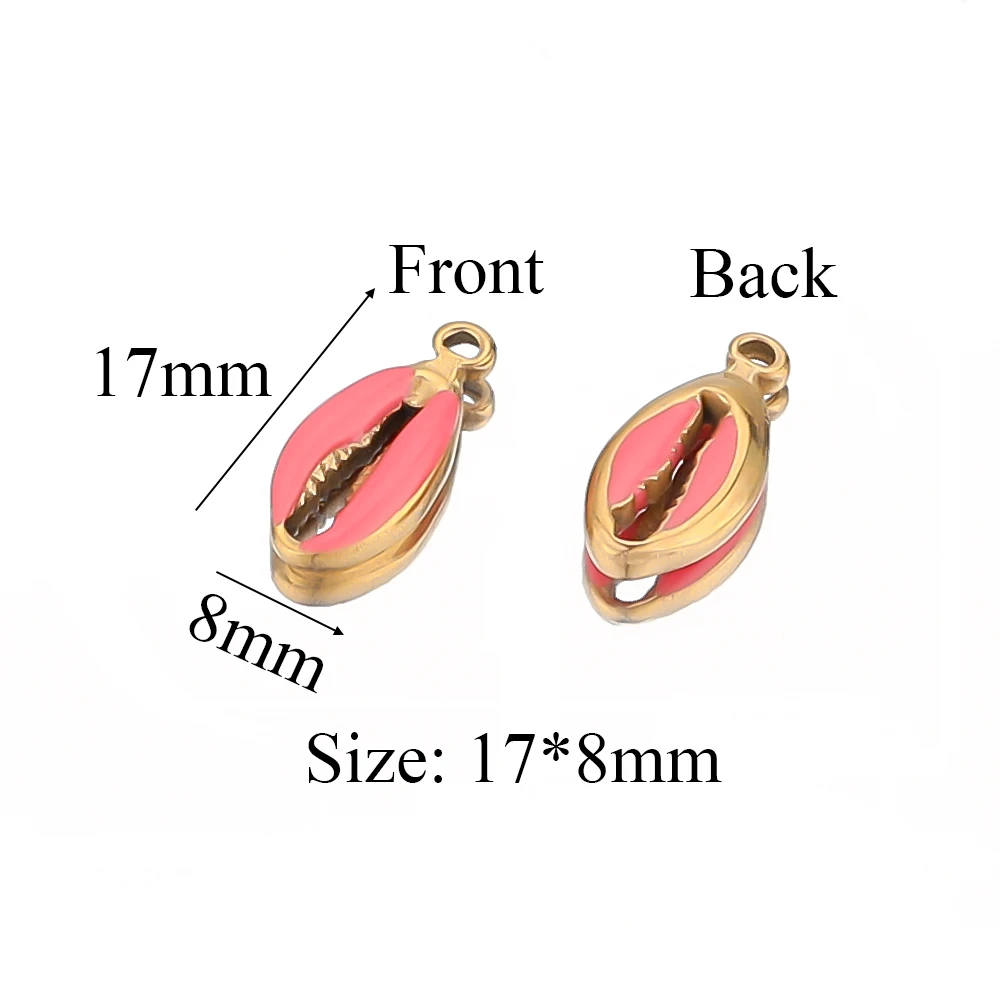 5 Stück Edelstahl-Emaille-Muschelanhänger für DIY-Schmuckherstellung, Armbänder, Halsketten, Accessoires, Strand-Fußkettchen-Zubehör – Detail 5