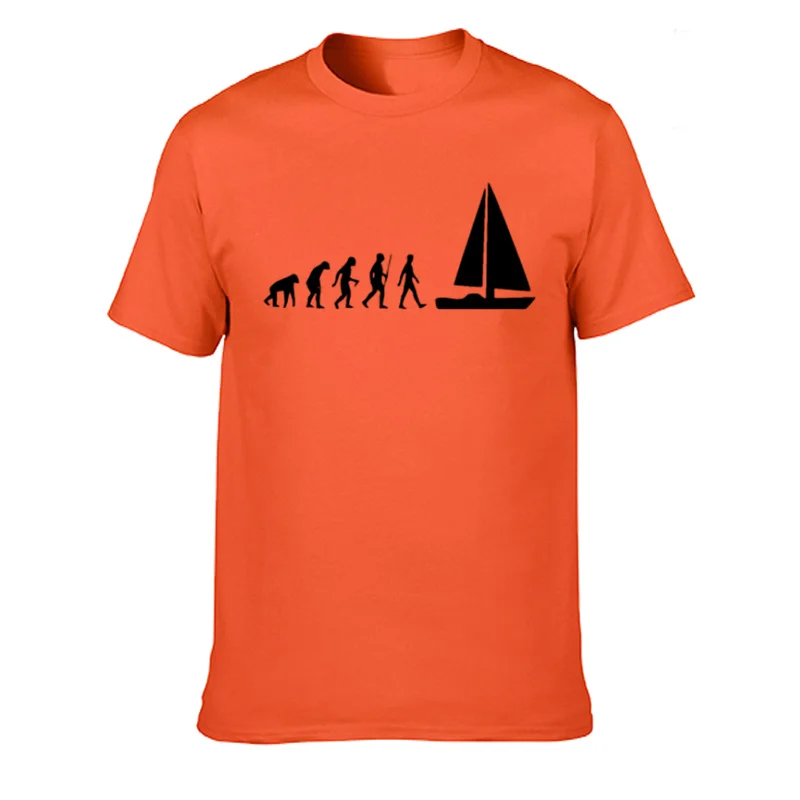 Fashion Evolution Sail Boat T-shirt Men Summer Style Cotton Short Sleeve T Shirt Funny Tee Mans Tops Clothing XS-3XL