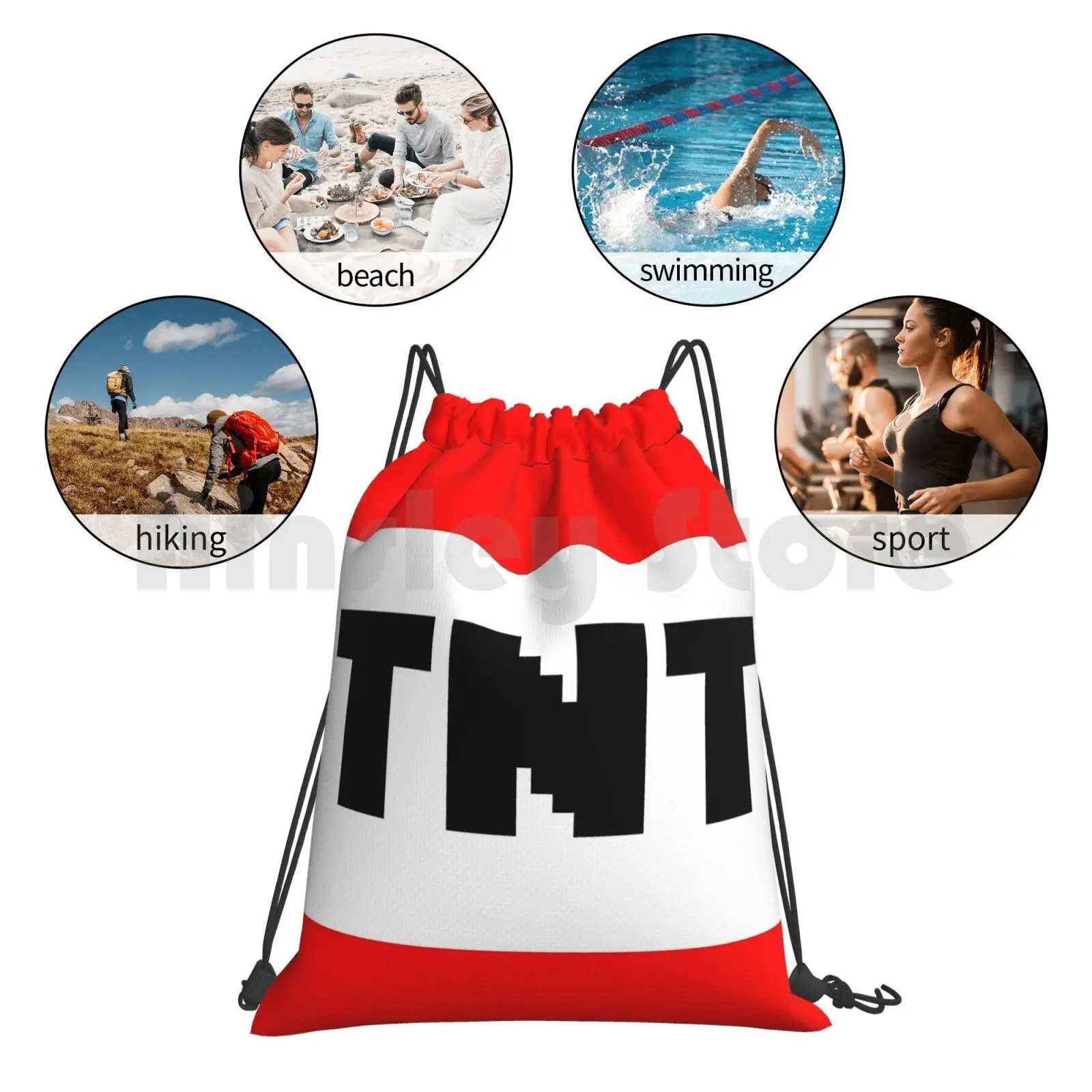 Tnt Backpack Drawstring Bags Gym Bag Waterproof Tnt Game Explosion Red Cool