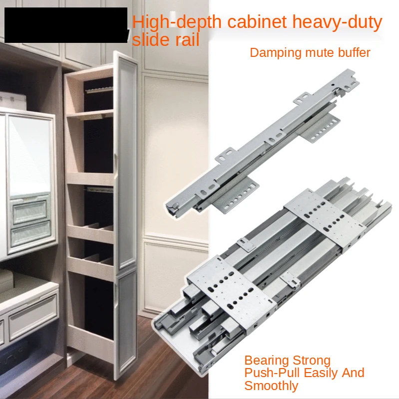 Heavy-Duty Slide Rails for High-Deep Cabinets 80kg Heavy-Duty Side-Mounted Cabinets Wardrobe Upper and Lower Rail Slides