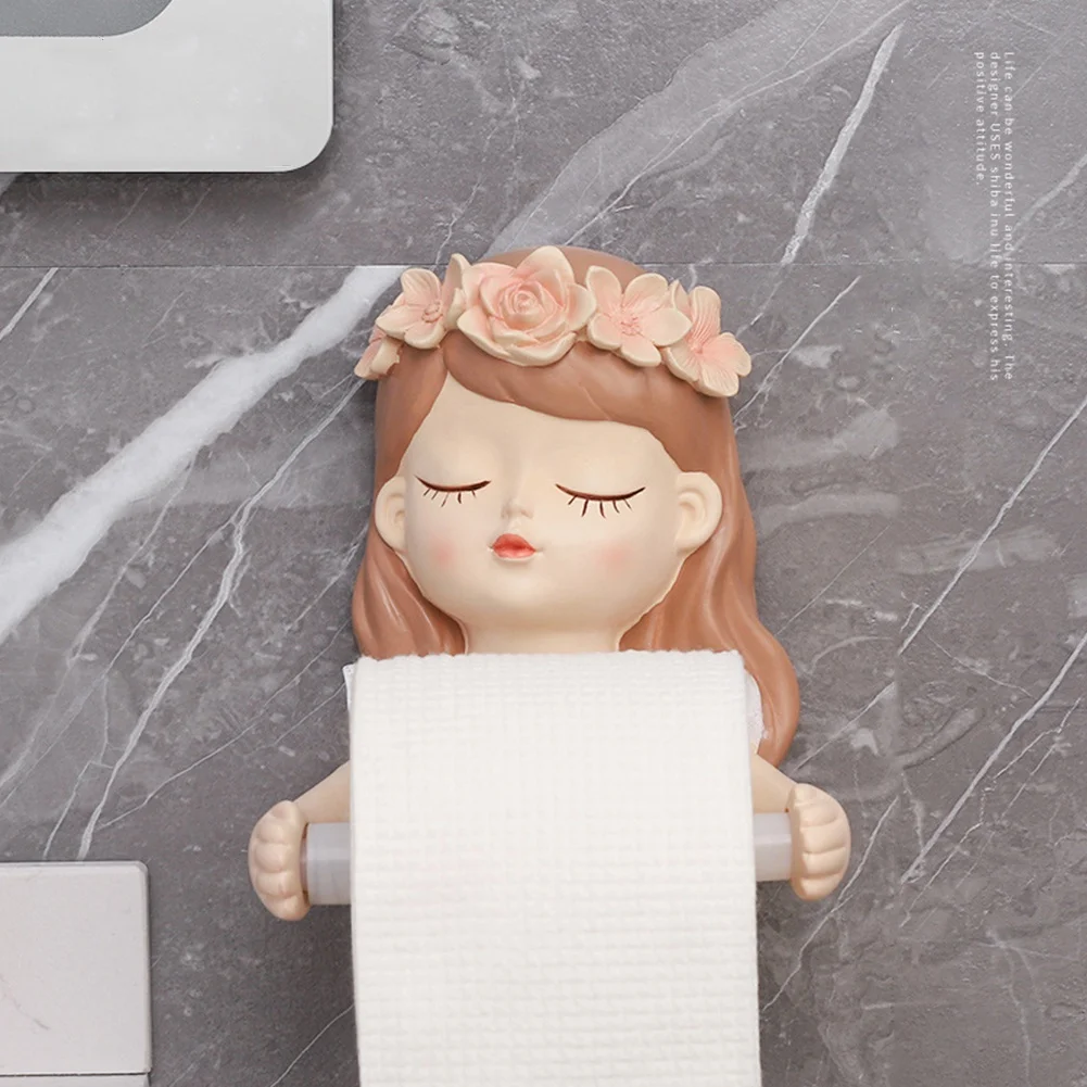 Ins Fairy Tissue Holder Long Hair Fairy Long Hair Lovely Girl Toilet Tissue Holder Bathroom Light Luxury Decoration Accessories