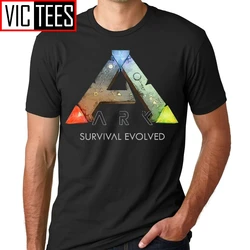 Men Tee Shirts Ark Survival Evolved Games Men Pre-Cotton T-Shirts Casual Round Collar T Shirts Black