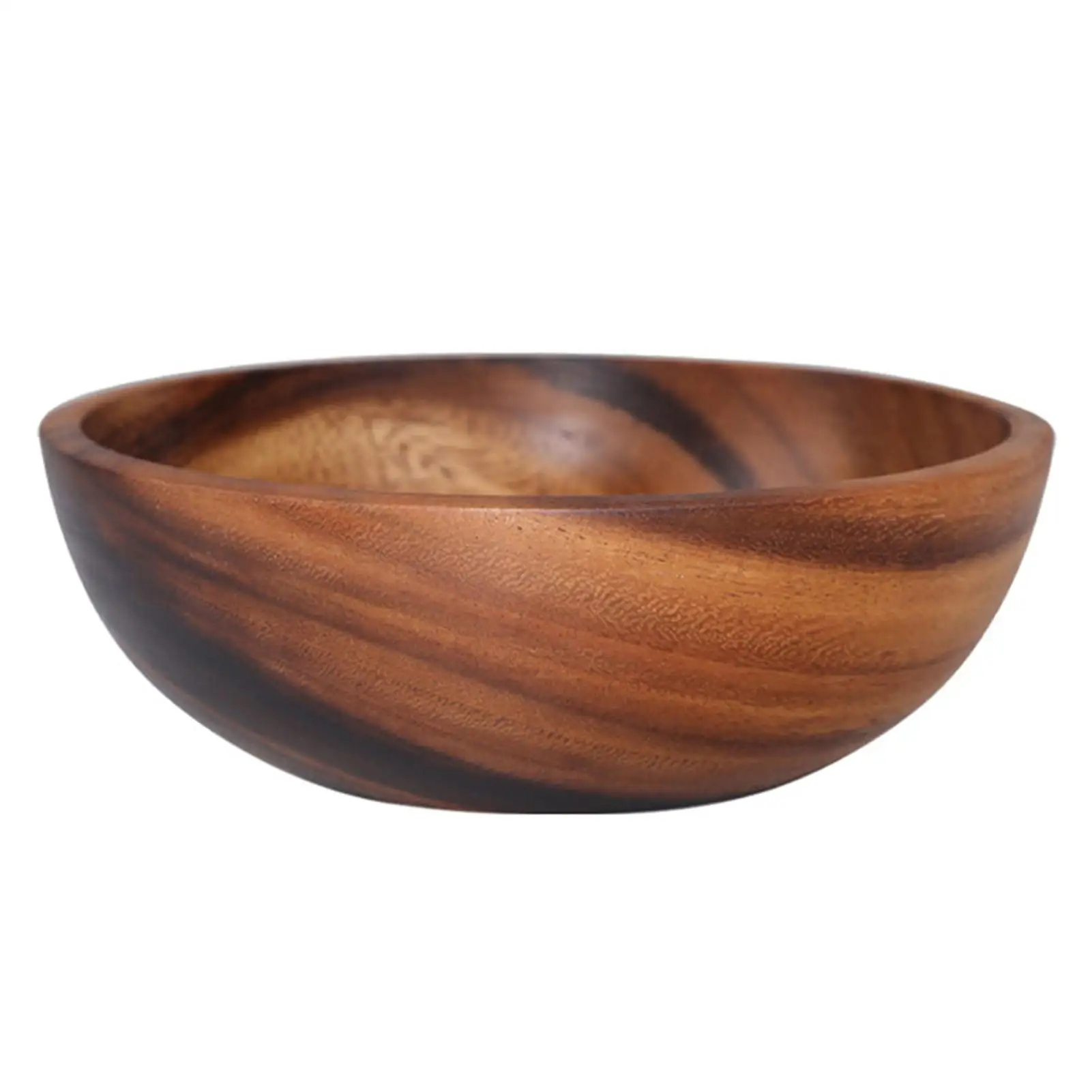 Household Round Wooden Fruit Salad Bowl Dinnerware Basin Container Kitchen Tool Tableware Beech Bowl