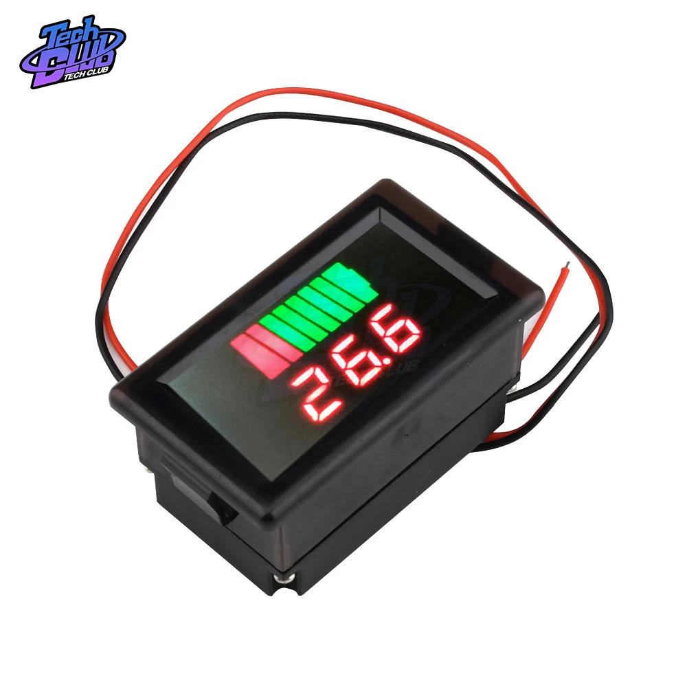 Car Battery Charge Level Indicator 12V 24V 36V 48V 60V 72V Lithium Battery Capacity Meter Test Display LED Tester Voltmeter