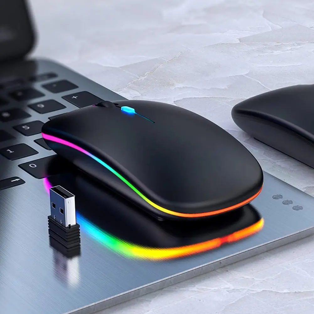 Mouse da gioco ergonomico USB senza fili Bluetooth LED Mouse 2.4G per Computer portatile