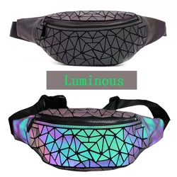 2020 moda marsupio luminoso donna marsupio olografico geometria petto Bao pancia borse denaro telefono marsupi Bolsa Cintura