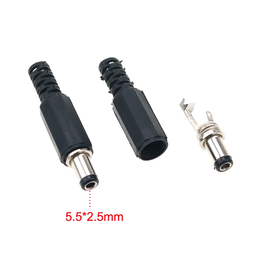 Yuxi 1pc macho e fêmea dc plugue de alimentação 5.5*2.1mm 5.5*2.5mm jack adaptador conector plug 5.5*2.1 5.5*2.5