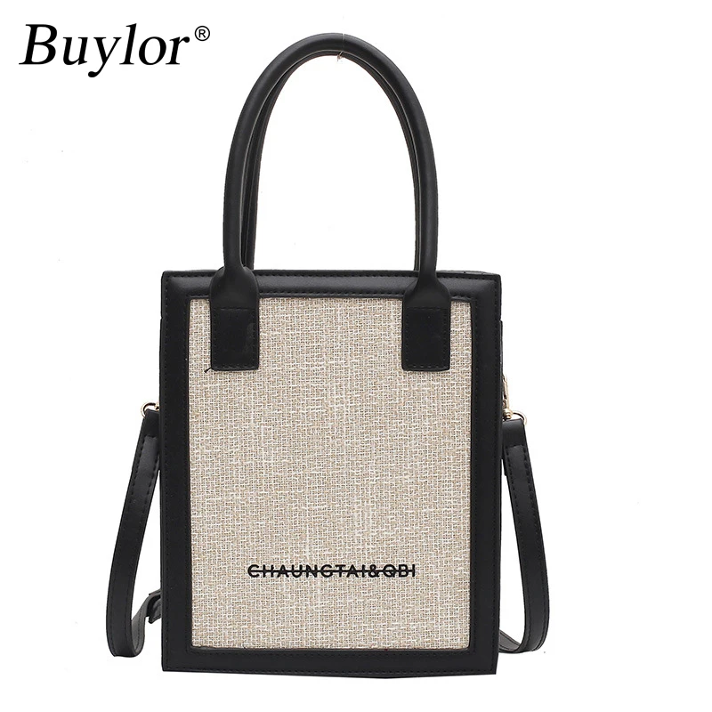 Buylor Designer Handbags Women Summer Travel Shopper Bag Trend Fashion Solid Crossbody Bags for Women Straw Shoulder Bag