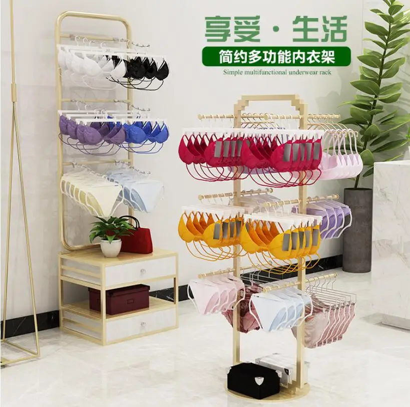 Display stand, floor-to-ceiling inner hanger, double-sided Nakajima bra, hanging shelf, women's shorts display rack