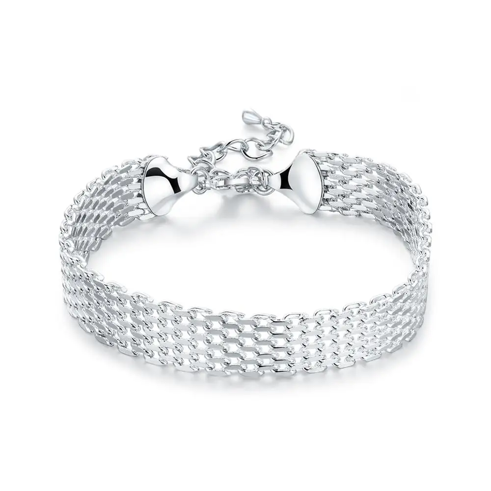 Nieuwe Mode Hoge Kwaliteit Sieraden 925 Sterling Zilver Prachtige Mesh Armband Voor Vrouw Bruiloft Verloving Sieraden Feest Geschenken