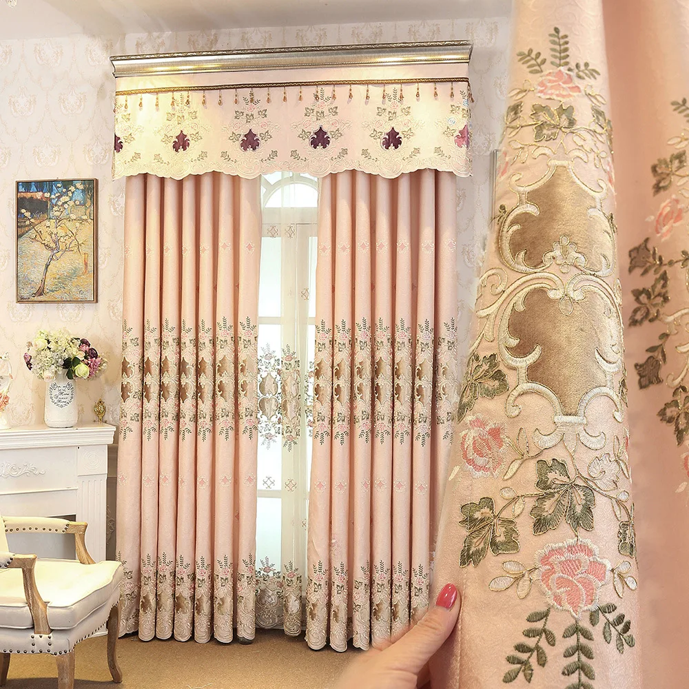 

Modern European Style Embroidery Curtain Shade Curtains for Living Dining Room Bedroom.