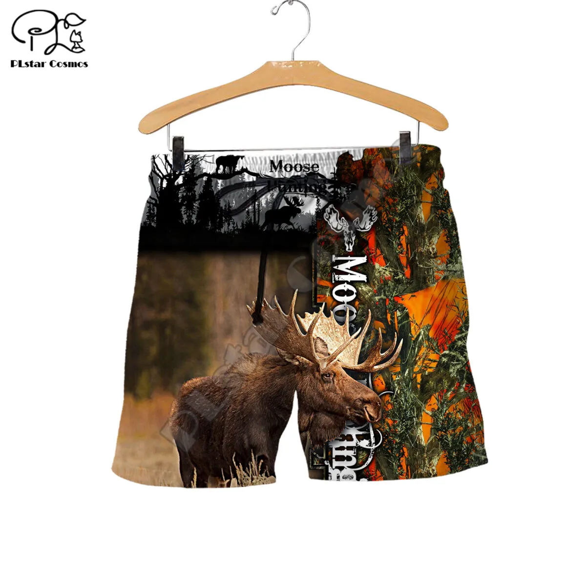 PLstar Cosmos Moose Hunting 3D Printed 2022 Newest Fashion Summer Casual Men\'s Shorts Harajuku Loose Beach Drop Shipping M28