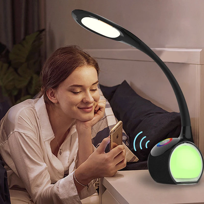 5W Lezen Tafellamp Bluetooth Speaker Tafel Licht Touch Kleurrijke Nachtlampje Usb Opladen Leesboek Lichten Lantaarns