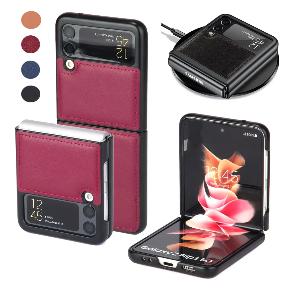 

Leather Business Elite Phone Case For Samsung Galaxy Z Flip 3 Cases Shockproof Bumper Full Protection Cover Funda Coque