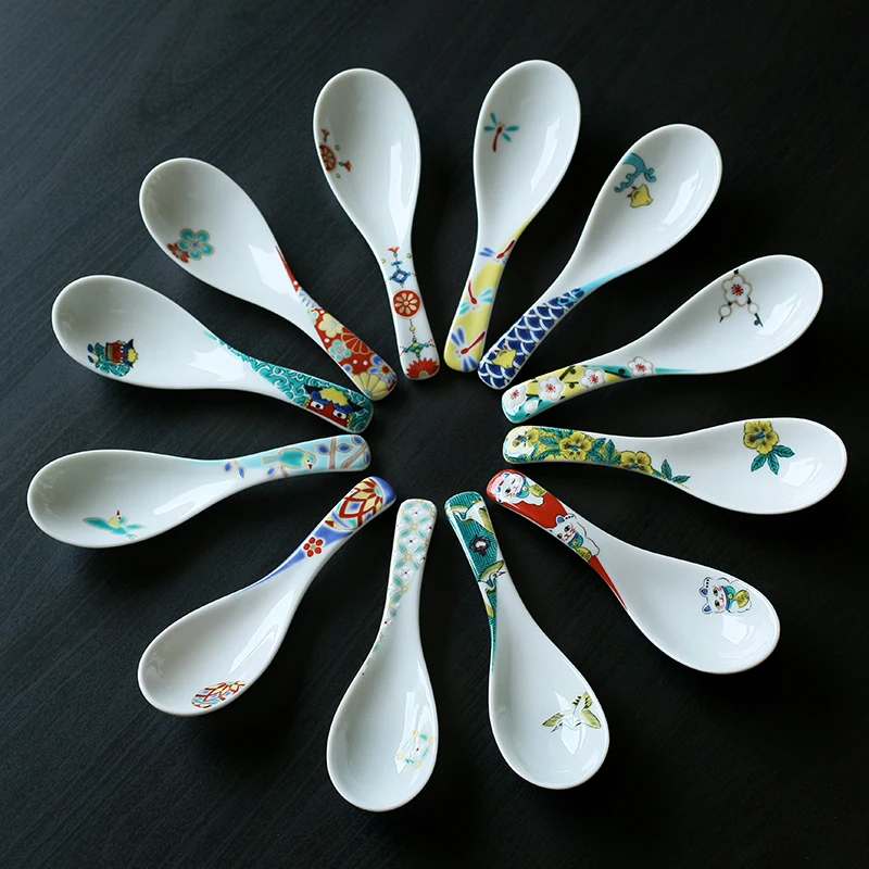 valley to burn, coloured drawing or pattern spoons Japanese imported from Japan and spoon spoon ladle ceramic spoon