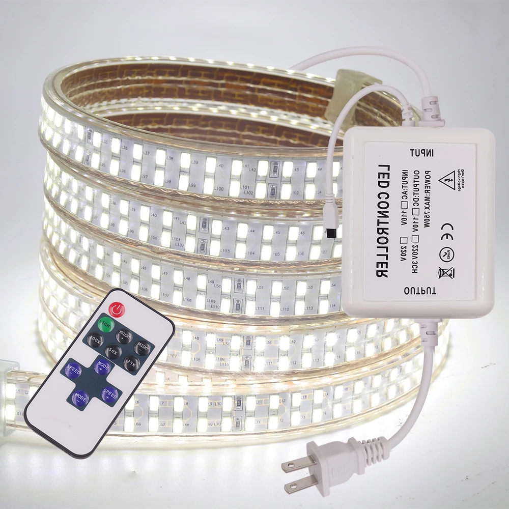 Super Bright 5730 LED Strip Light Flexible Double Row 240led/m 220V 110V 5630 Dimmable Rope Lights Waterproof Home Decoration