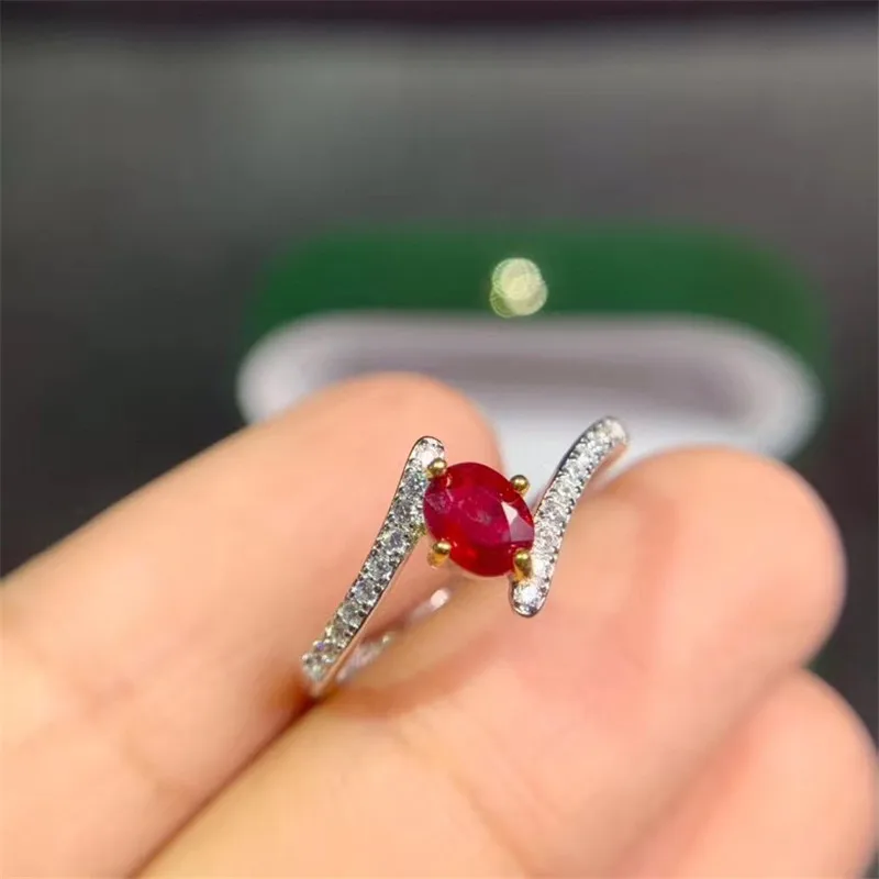 Real 925 silver gemstone ring for engagement natural ruby silver ring solid silver ruby ring romantic gift for girl