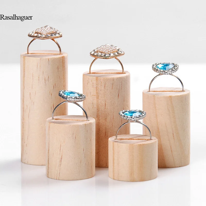 Nieuwe Aankomst Log Ring Plaat Base Ontwerp Houten 5 Stks/set Populaire Ringen Houder Sieraden Opslag Sieraden Display Stand Ring Rack