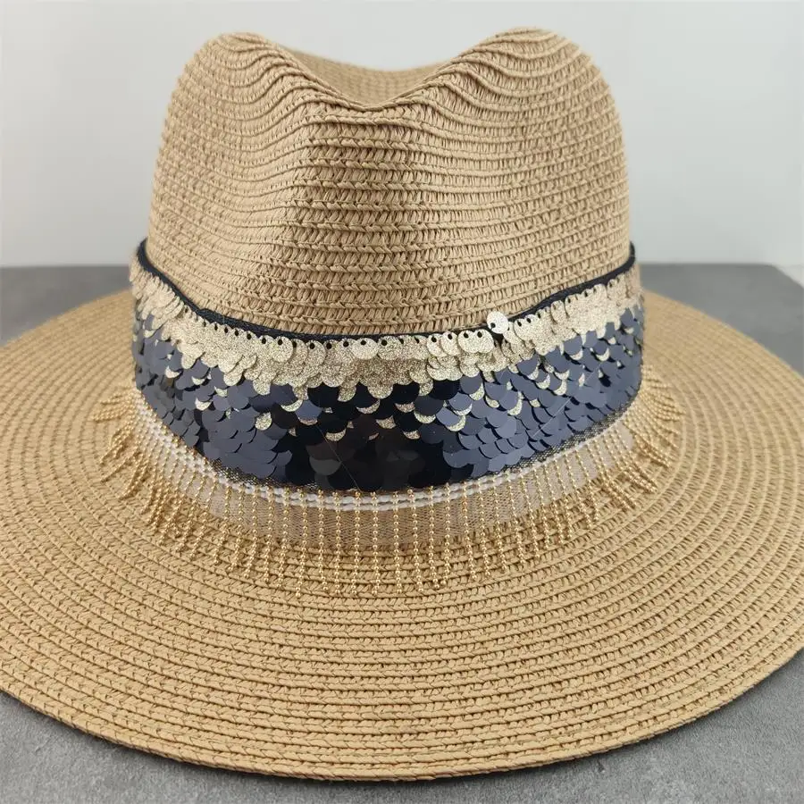 Boho Style  Sun Hat Wide Brim Floppy Summer Hats For Women Beach Panama Straw Dome Flower Hat Femme Shade Hat