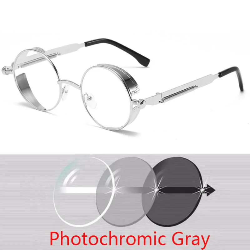 Round Metal Myopia Glasses Gothic Steampunk Vintage Shield Eyewear Shades Prescription 0 -0.5 -0.75 -1.0 -2.0 -3.0 To -6.0
