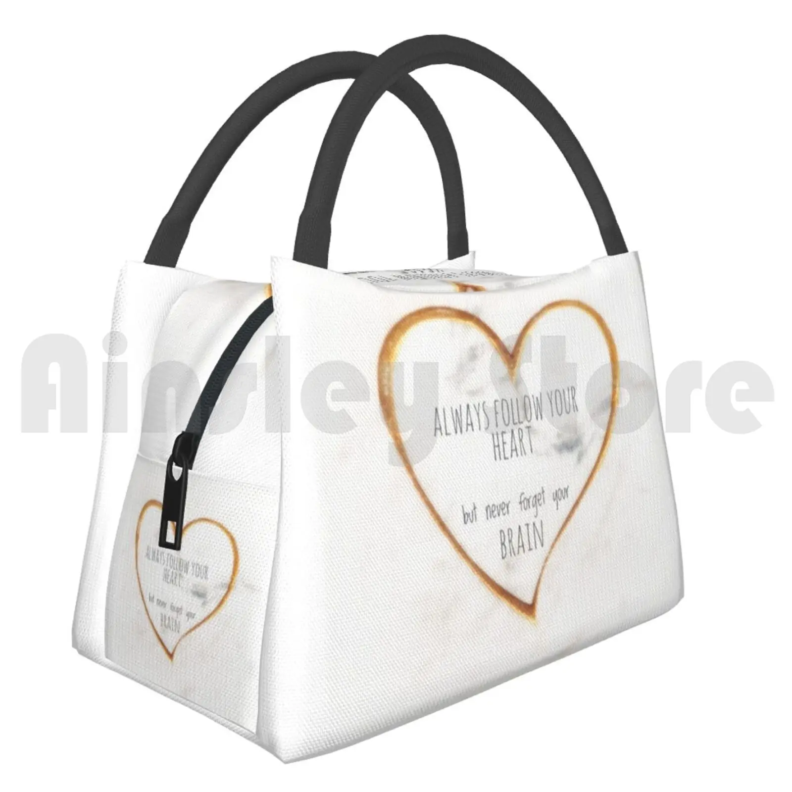 Portable Insulation Bag Always Follow Your Heart-White Heart Love Romance Romantic Follow Emotion Quote