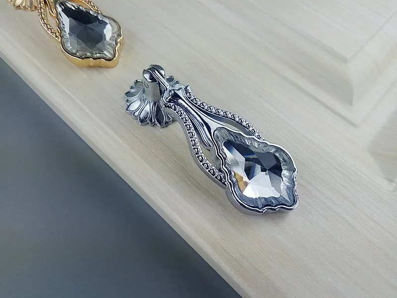Rose Gold Chrome Pendants Crystal Glass Knobs Furniture Drawer Handle Wardrobe Kitchen Cabinets Cupboard Dresser Door Pulls Knob