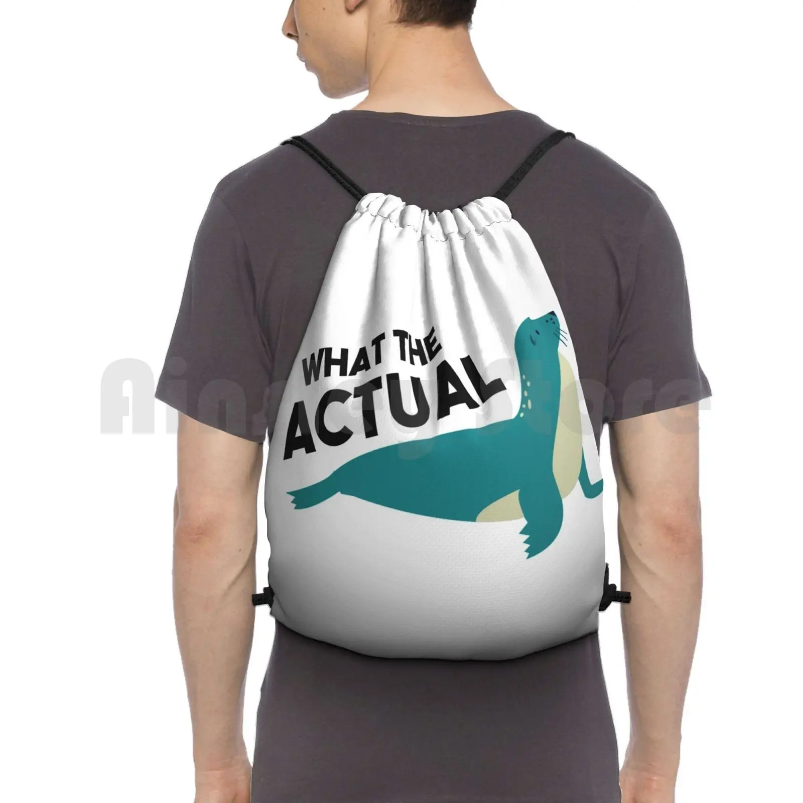 

What The Actual Phoque-French Language Pun Backpack Drawstring Bag Riding Climbing Gym Bag French French Language French