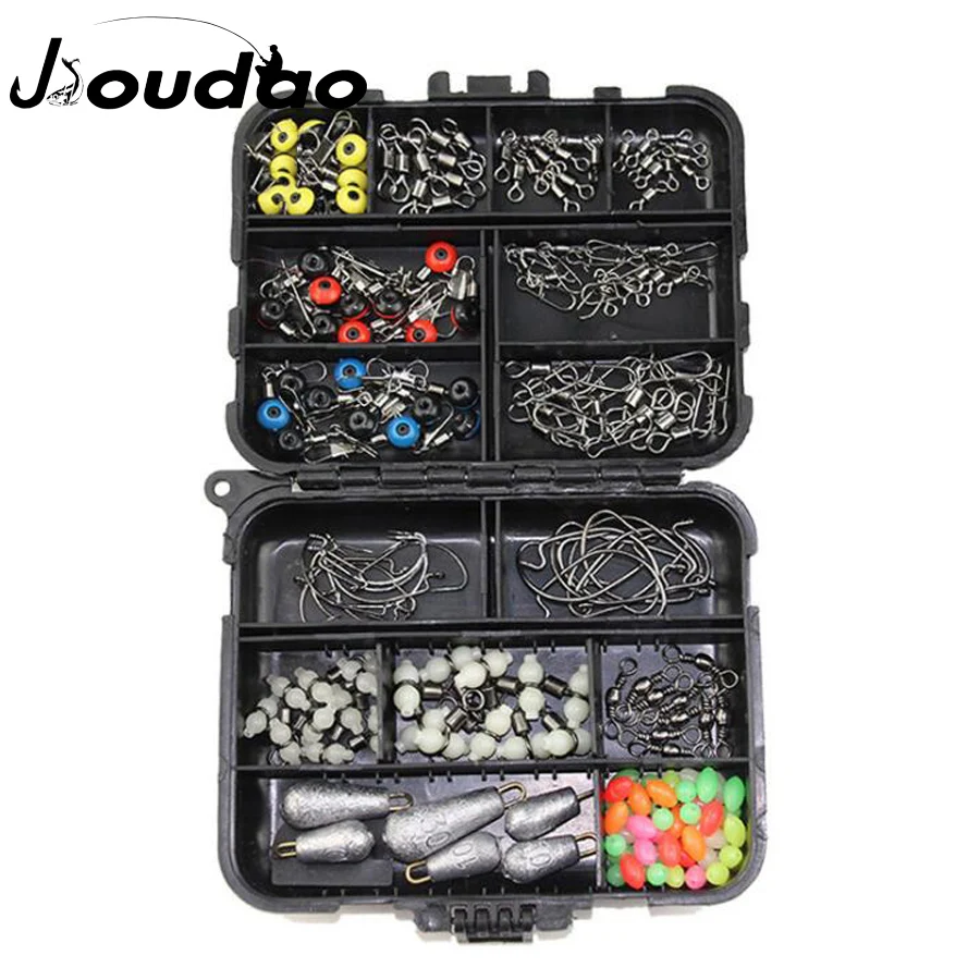 

177pcs Fishing Accessories Kit Set with Fishing Tackle Box Including Fishing Sinker Weights Fishing Swivels Snaps Jig Hook Pesca