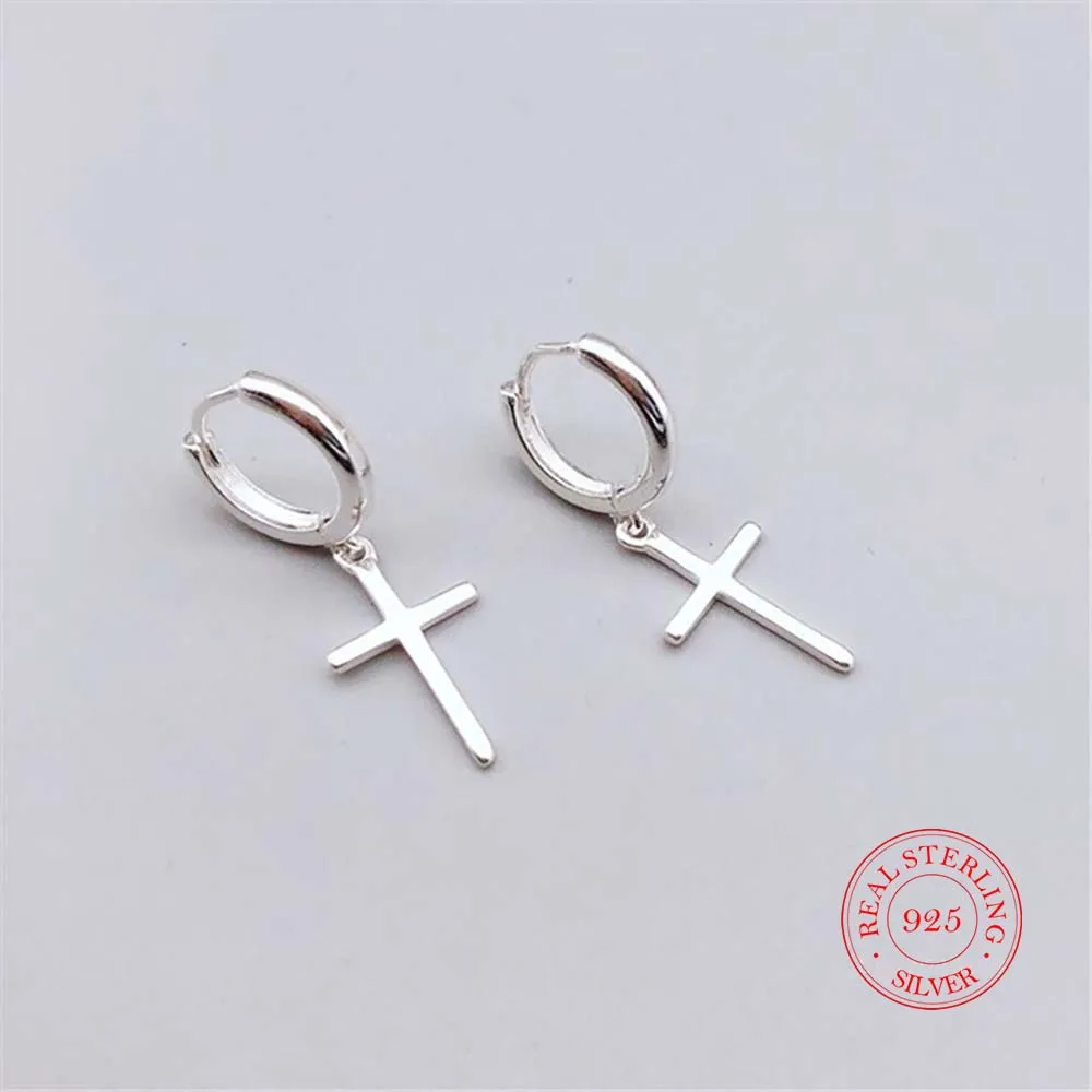 925 Sterling Silver Cross Dangle Earrings For Women 2019 New Trend Lady Fashion Jewelry Pendientes Mujer Moda